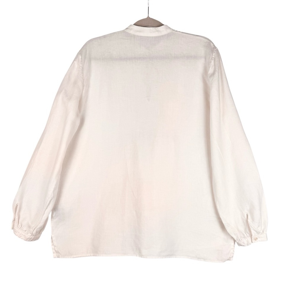 Chaps Womens 100% linen Top Blouse Size XL White Long sleeve Casuall - Picture 6 of 7